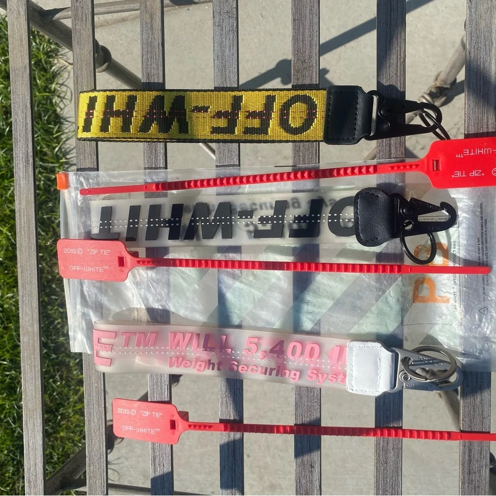 3 Off-White Black & Yellow Strap pink and a black letter one bundle with 3